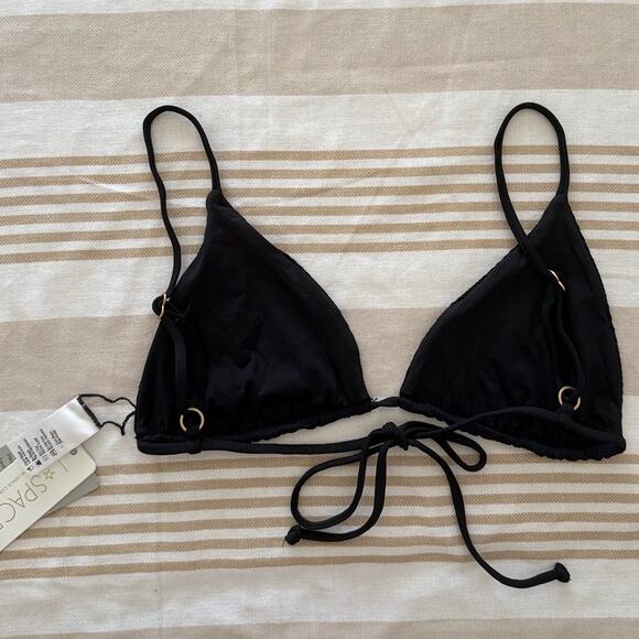 l*space Black Ribbed Triangle Bikini Top - Picture 3 of 5